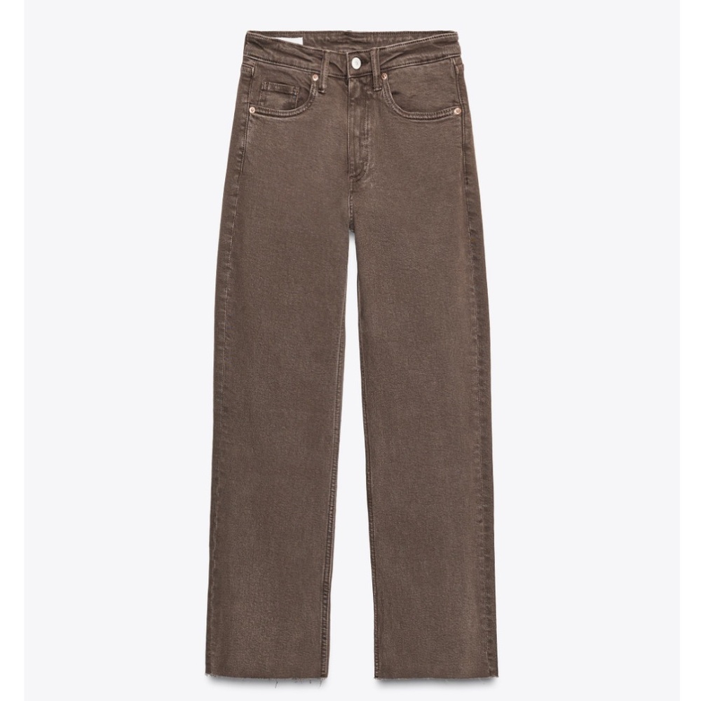 Zara Women’s Brown TRF High-waisted Cropped Flare Jeans - Picture 4 of 4